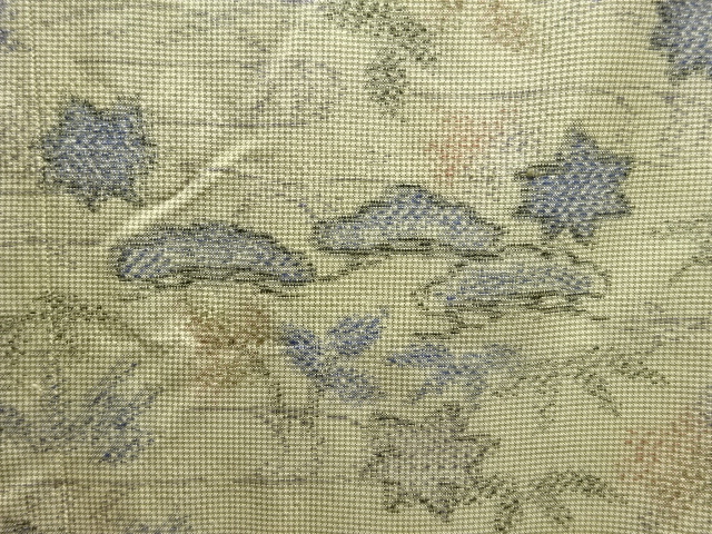 JAPANESE KIMONO / ANTIQUE KIMONO / SILK / OSHIMA TSUMUGI / WOVEN FLORAL PLANTS